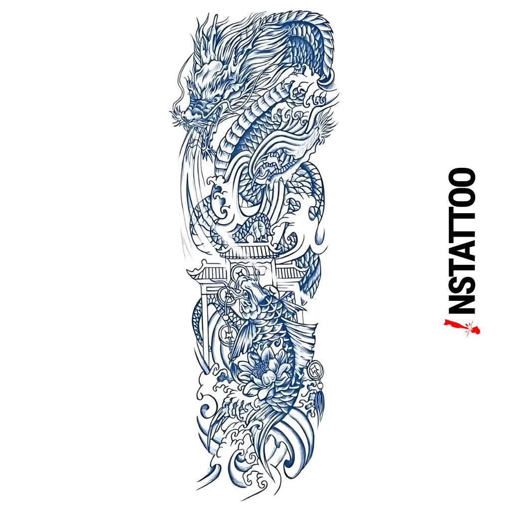 (Tüm Kol) Loong - Yarı Kalıcı Dövme