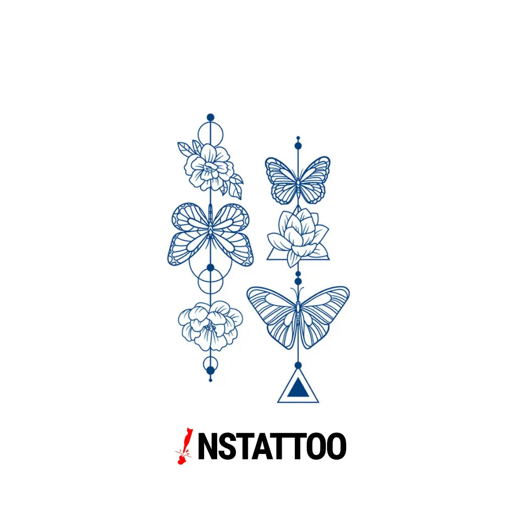 Butterfly 2 Parça - Yarı Kalıcı Dövme - instattoo