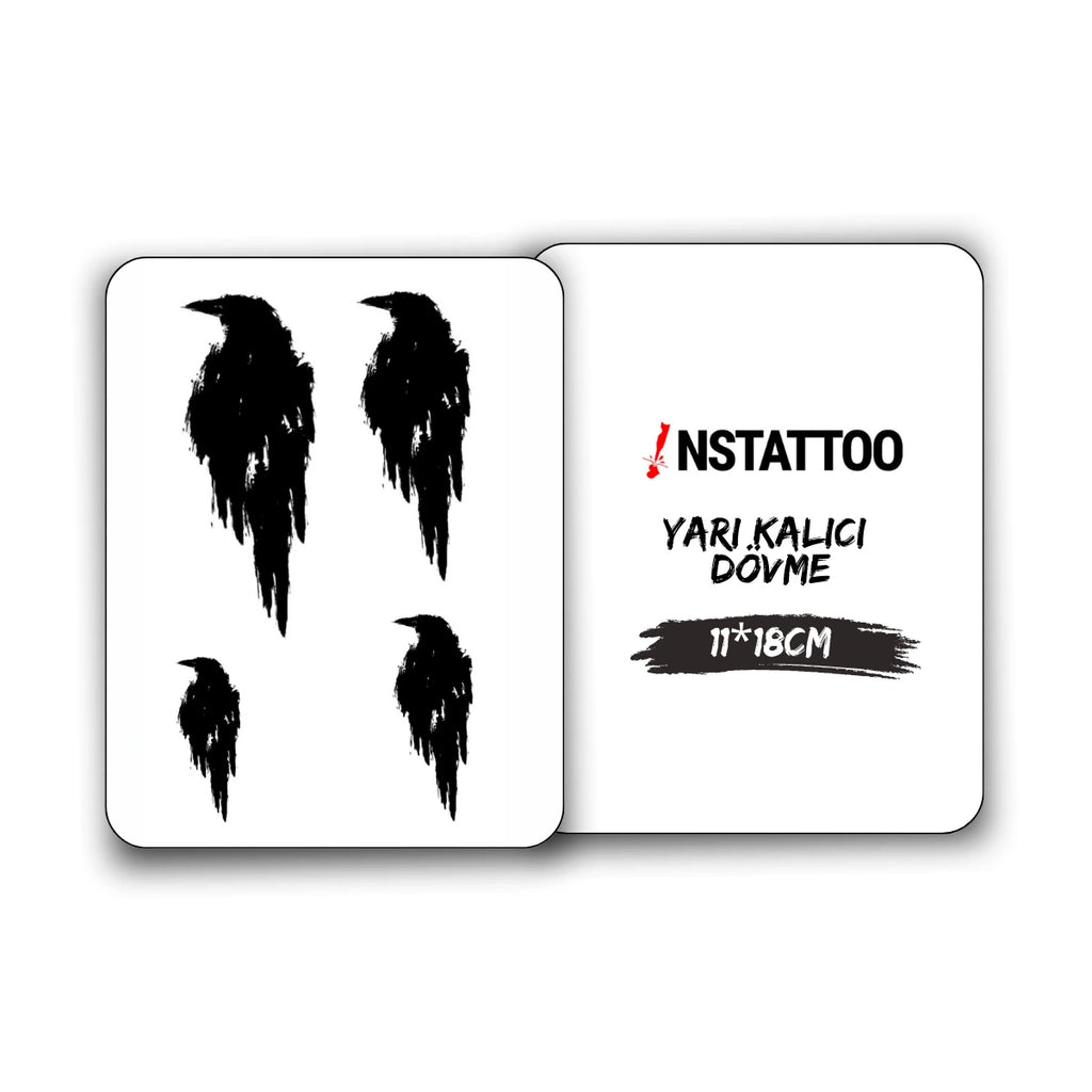 (Özel)(4 Boy) Karga - Yarı Kalıcı Dövme