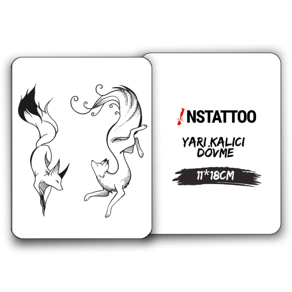 Kitsune Çifti - Yarı Kalıcı Dövme