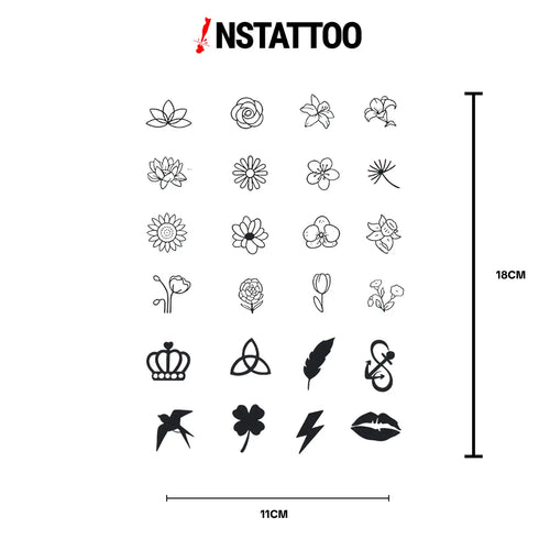 (24 Dövme) Parmak Dövme I - Paket- Yarı Kalıcı Dövme
